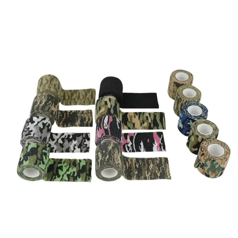 1/6pcs Elastic Wrap Tape Army Adhesive Outdoor Hunting Camouflage Tape Waterproof Wrap Durable Self Adhesive Elastic Bandage