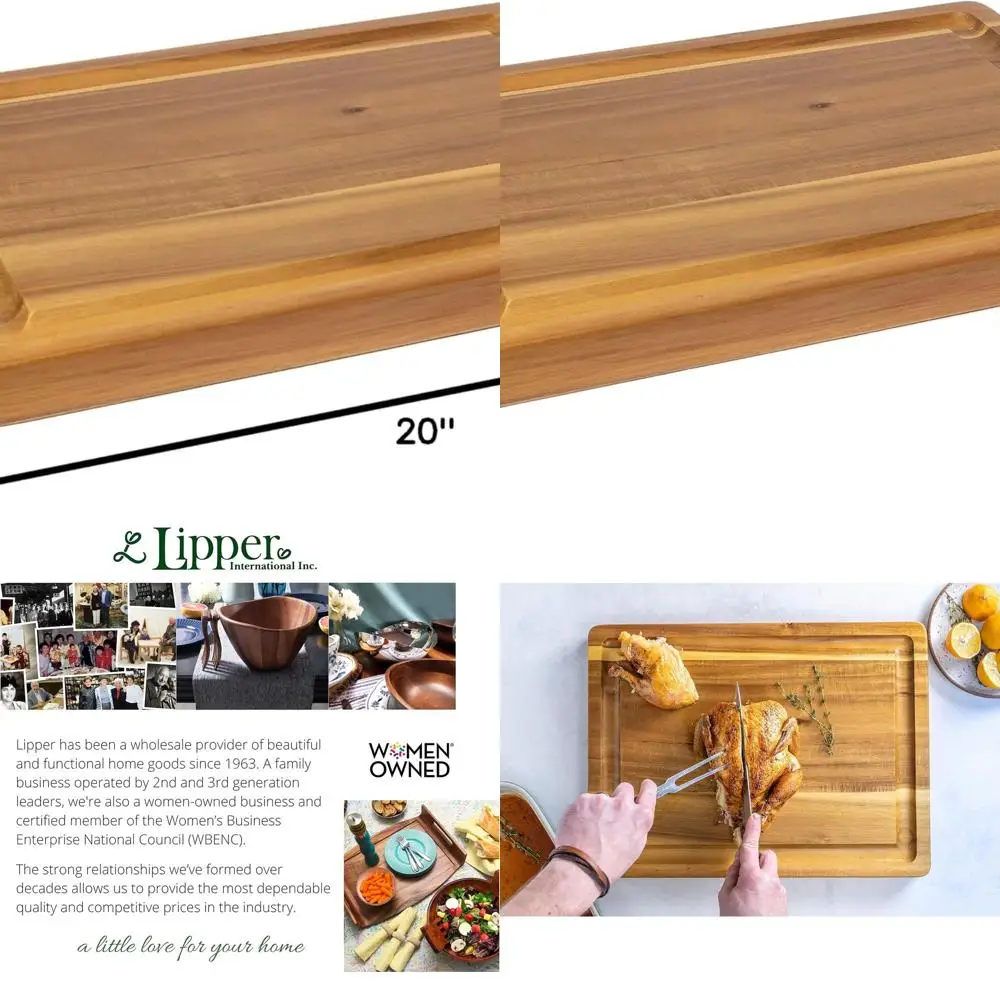 

20x15 Inch 1.5 Thick Acacia Carving Board with Deep Groove and Handles for Meat Cutting & Serving