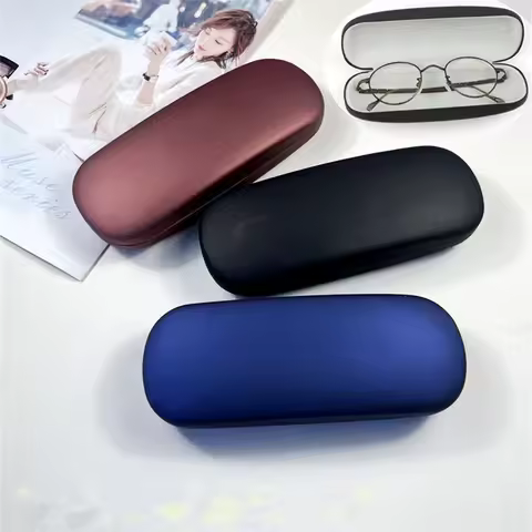 Unisex Hard Glasses Box for Men Women Reading Myopia Glasses Protector Case PU Leather Solid Color Fashion Eyewear Accessories