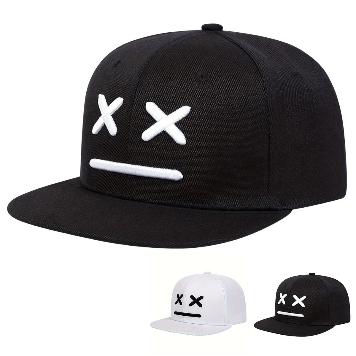Unisex XX Smiling Face Embroidery Hip-hop Hats Spring Autumn Adjustable Casual Snapback Baseball Caps Sunscreen Hat Sports Cap