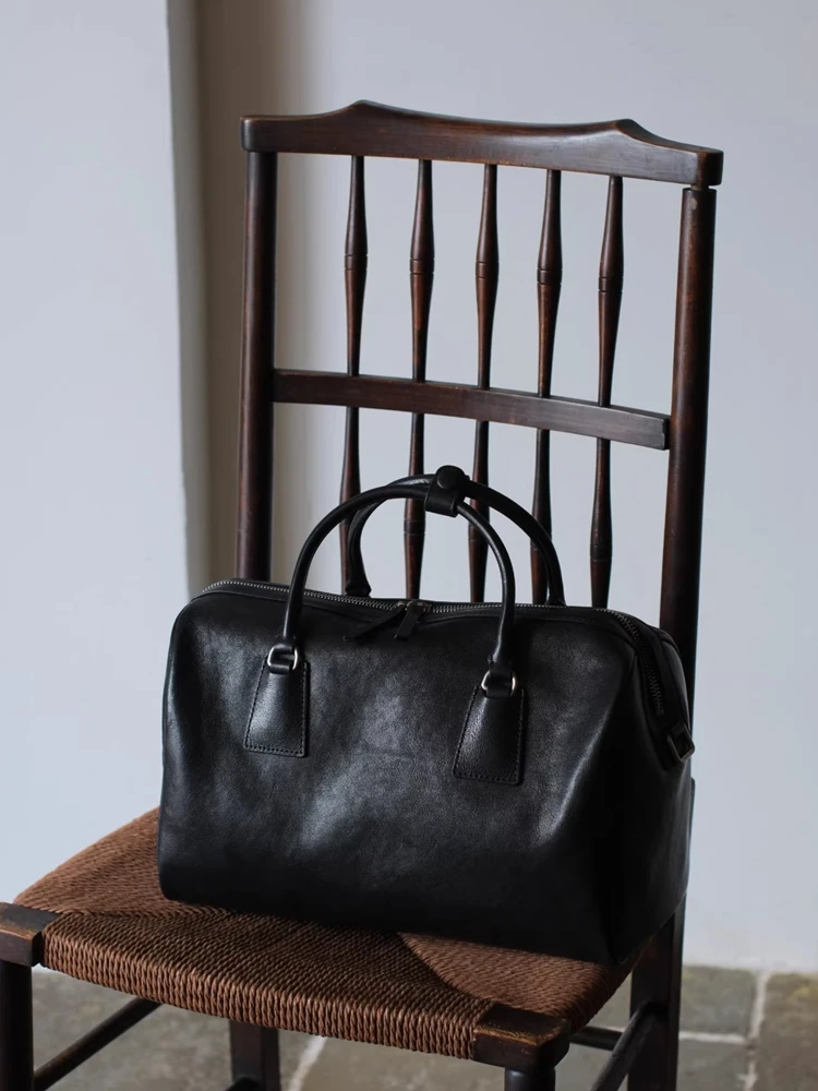 

Черная модная женская сумка-тоут из натуральной кожи в стиле ретро, простая женская сумка через плечо из натуральной кожи, большая сумка через плечо