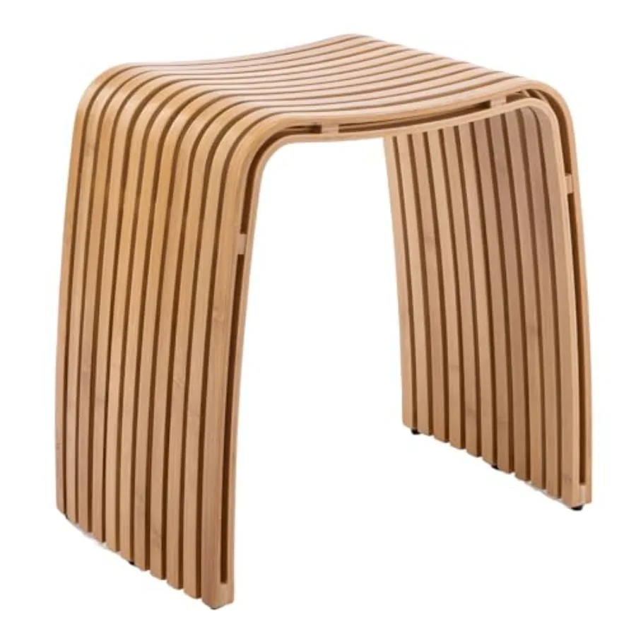 Bamboo Shower Bench Non-Slip Shower Stool 286 lbs Waterproof Bathroom Stool Natural Bamboo Stool Suitable for Bathroom Bedroom
