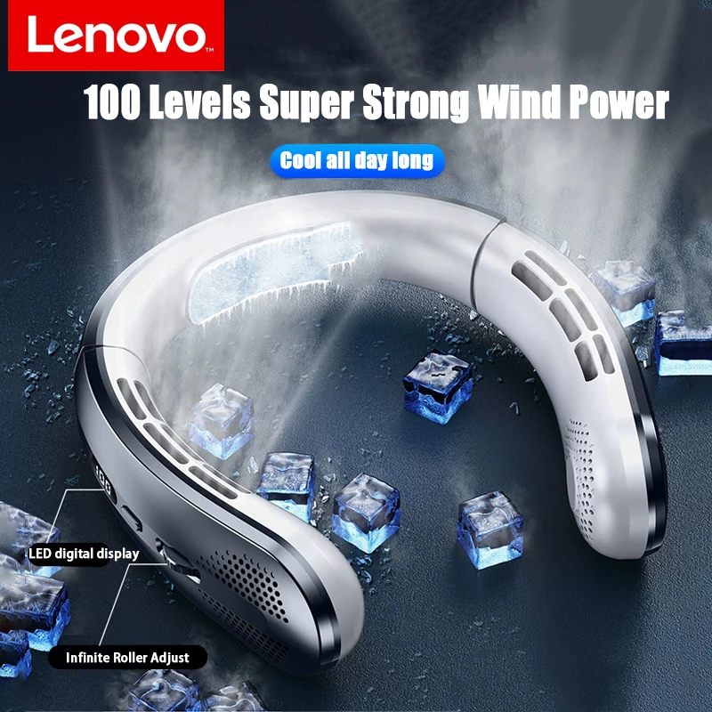 

Lenovo New Neck Air Conditioner Portable Neck Fan Rechargeable Semiconductor Refrigeration Leafless Fan Outdoor Personal Wearabl