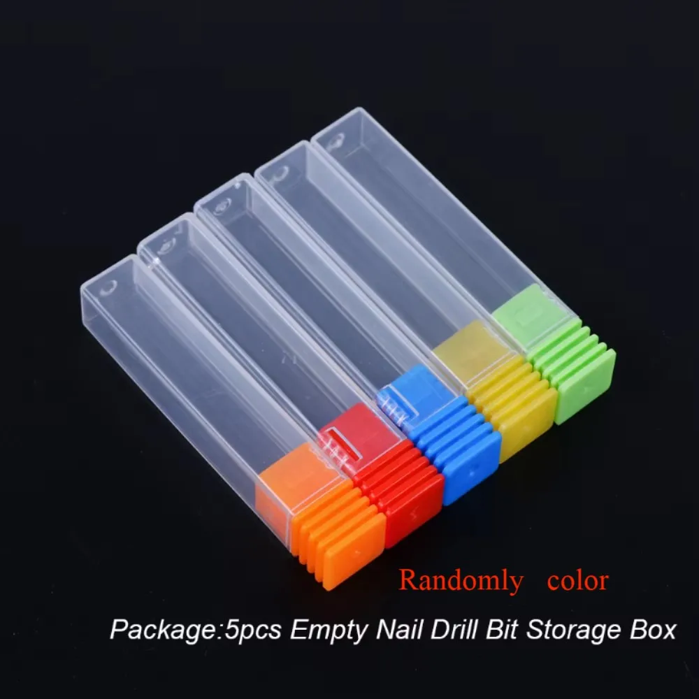 STZ 5pcs Clear Nail Drill Bit Holder Storage Box Empty Container Milling Cutter Displayer Empty Box Acrylic Nail Accessory #884