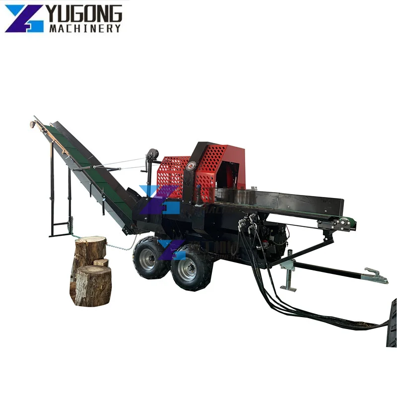 30 Ton 500JOY Automatic Gasoline Firewood Processor Wood Cutting Machine Log Splitter Customized By Japanese Customers