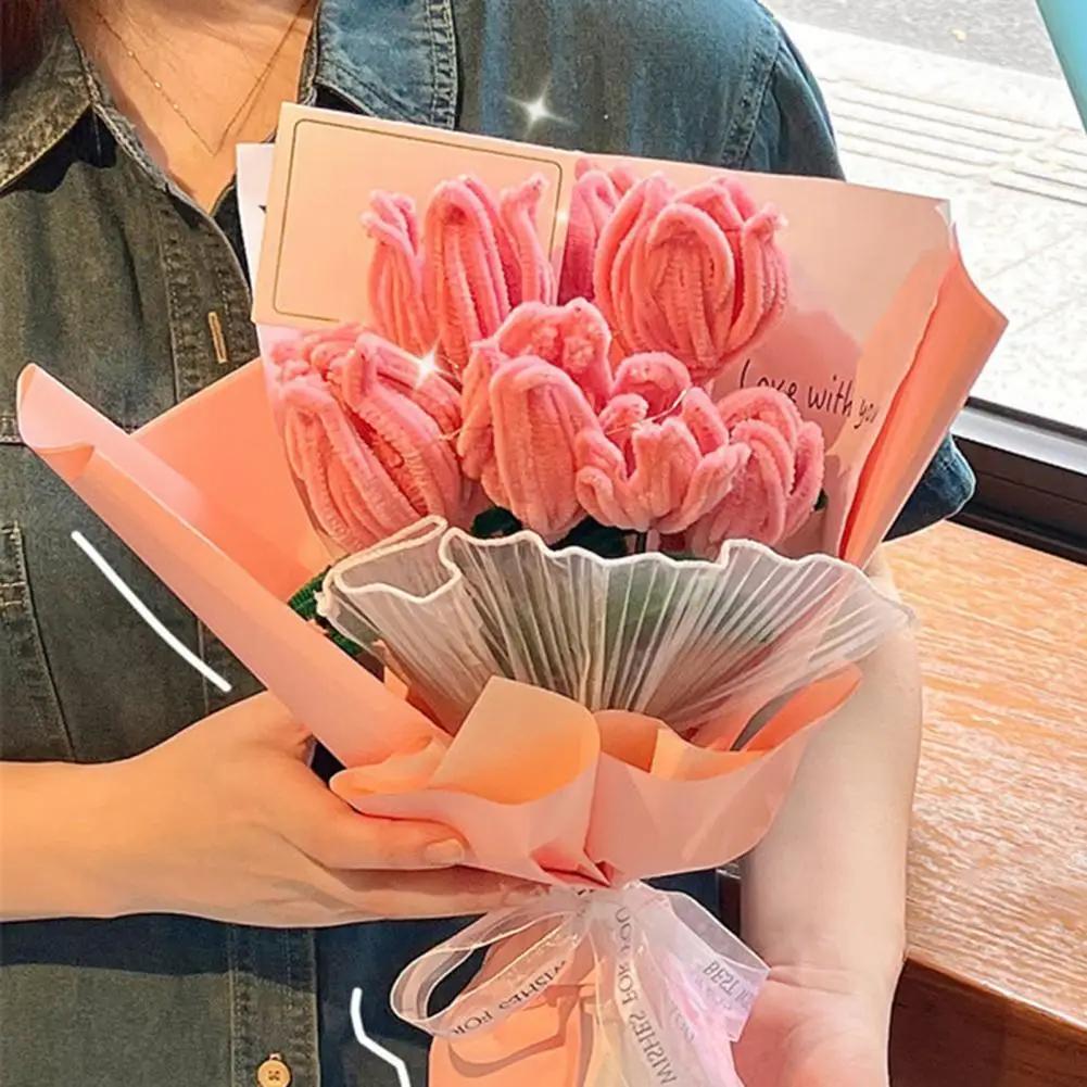 Diy Pipe Cleaners Colorful Pipe Cleaners Set Bright Chenille Stems for Crafts Diy Flowers Kit with Instructions for Kids view 5