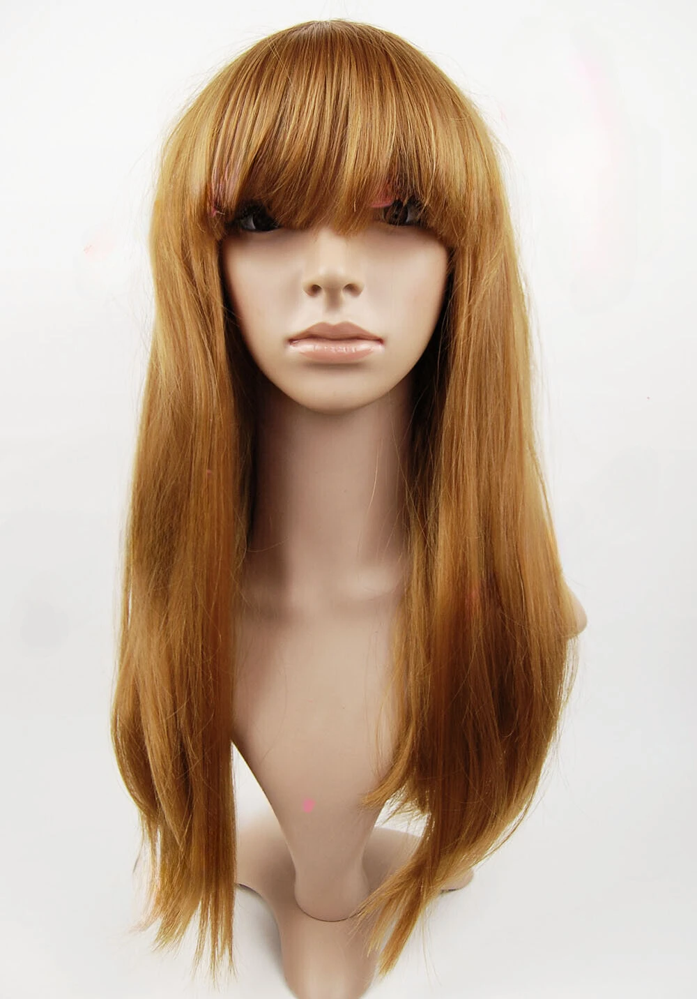 

Dark Strawberry Blonde Straight Fringe Ladies Wig Skin Top