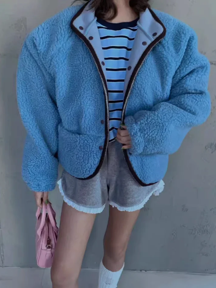 

Зимнее женское свободное хлопковое пальто из мягкого милого меха с универсальным дизайном, корейское пальто, Новое поступление 2025 г.