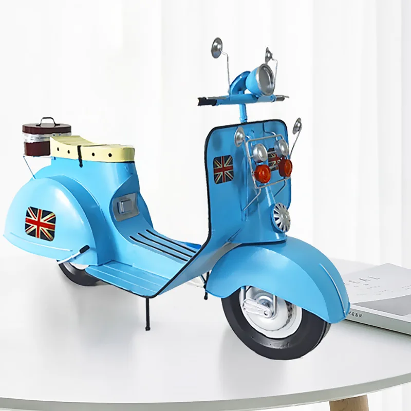 

Wrought iron handmade retro pedal motorcycle model ornament creative home decoration photography props hobby collection