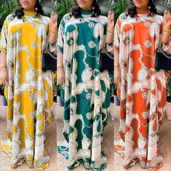 Elegant African Maxi Dresses for Women 2024 New Plus Size Print Kaftan Muslim Evening Party Long Dress Summer Africa Clothing