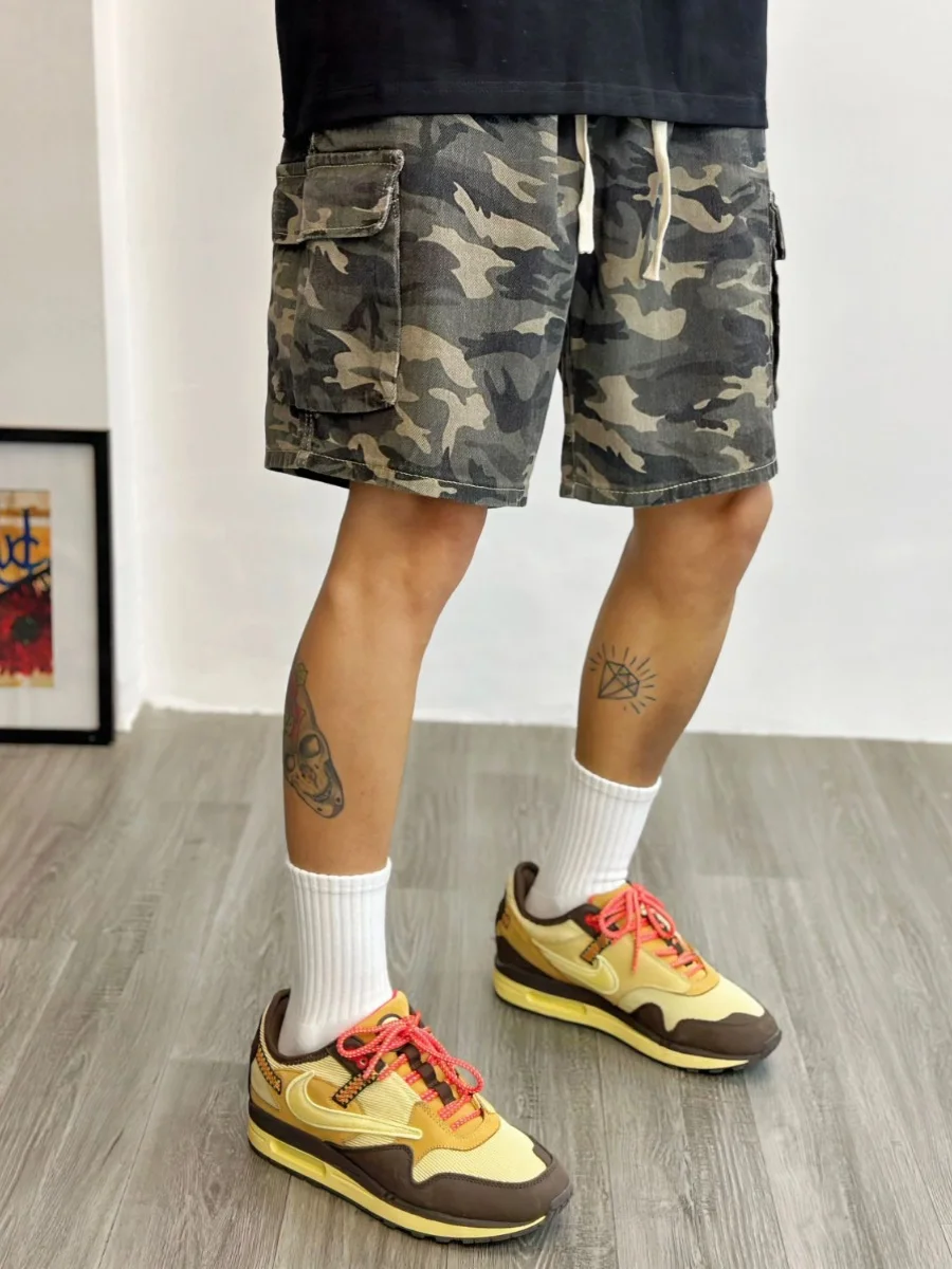 

American Retro Workwear orts Men Summer Trendy Loose Versatile Vibe Five-Point Street Sle Haome Camouflage Casual