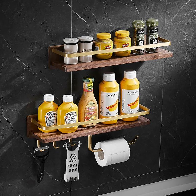 Solid Wood Bathroom Shelving Wall Hanging Toothbrush Teeth Cup Holder Cosmetics Storage Rack Towel Holder Paper Towel Holder