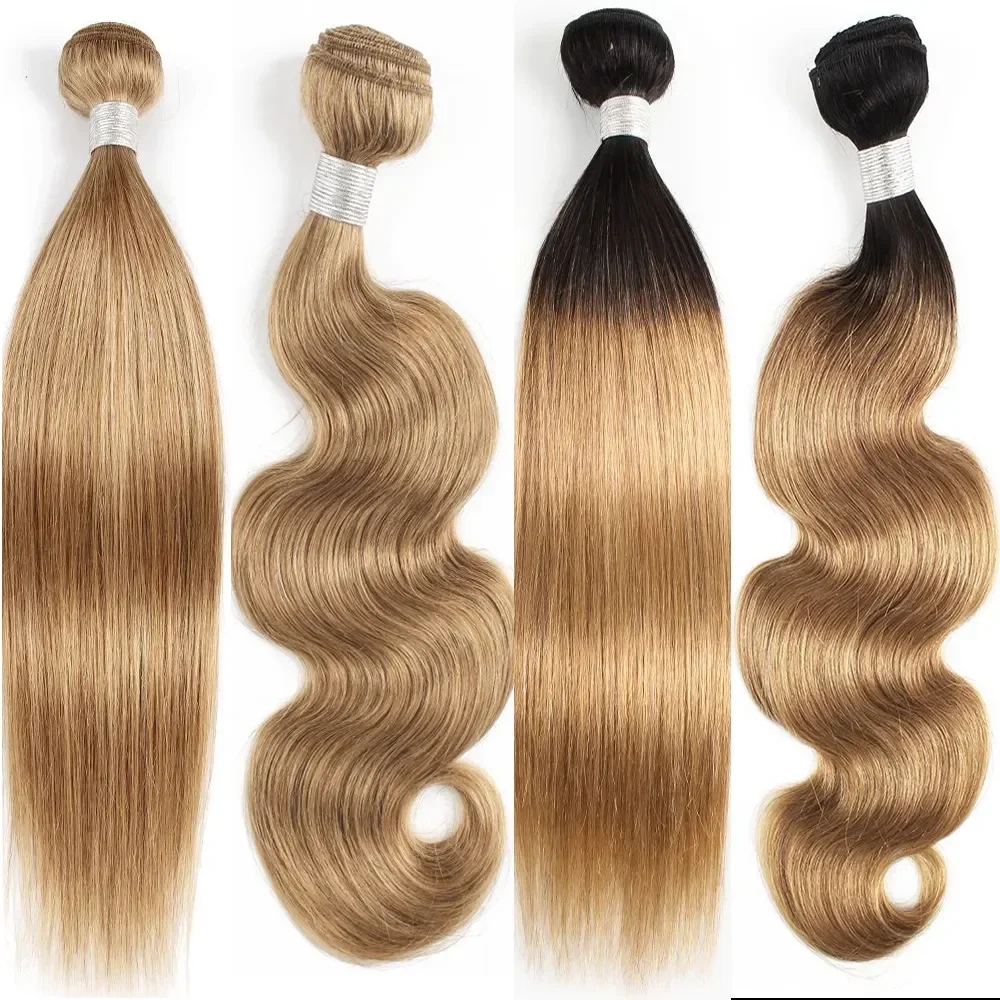 

Body Wave Bundles Human Hair Extensions Body Straight #27 T1B/27 Honey Blonde High Quality Brazilian Original Human Hair Weaving