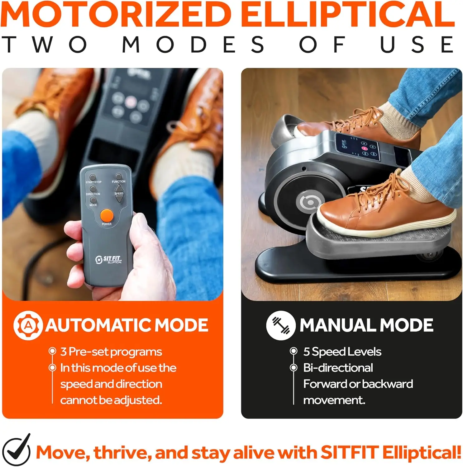 Sit Down and Cycle! Powered Foot Pedal Exerciser for Seniors, Under Desk Elliptical Exercise Bike, Leg Exerciser While