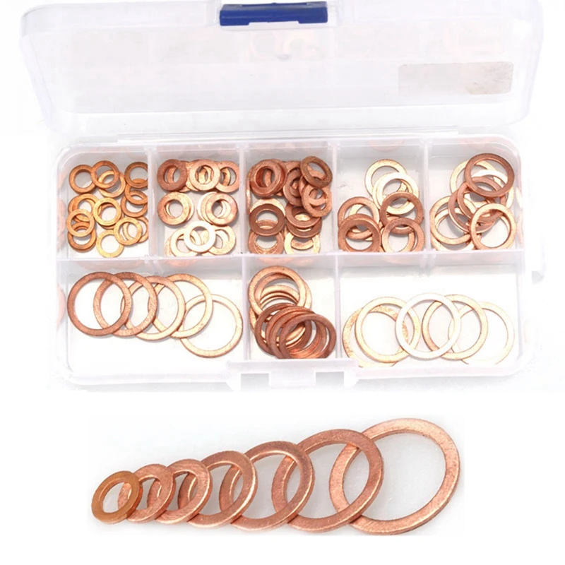 100 Pcs Copper Sealing Solid Gasket Washer Sump Plug Oil For Boat Crush Flat Seal Ring Tool