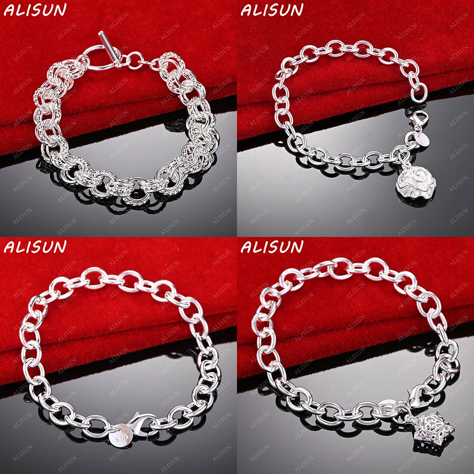 

ALISUN 925 Sterling Silver Geometric Bracelet For Women Men Fashion Jewelry Charm Grace Noble Wedding Accessories