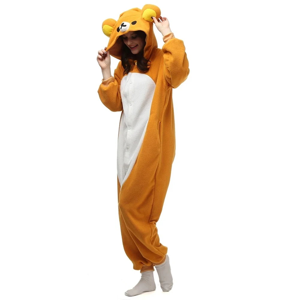 Polar Fleece Onesies For Adults Men Women One-Piece Funny Suits Cartoon Animal Cosplay Costume Party Bear Kigurumi Pajamas Set