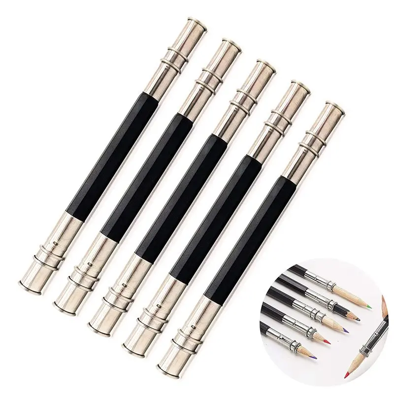 Leading-24Pcs Adjustable Dual Head Pencil Extender Holder Pencil Lengthener Length Extender Holder For School Office Supplies