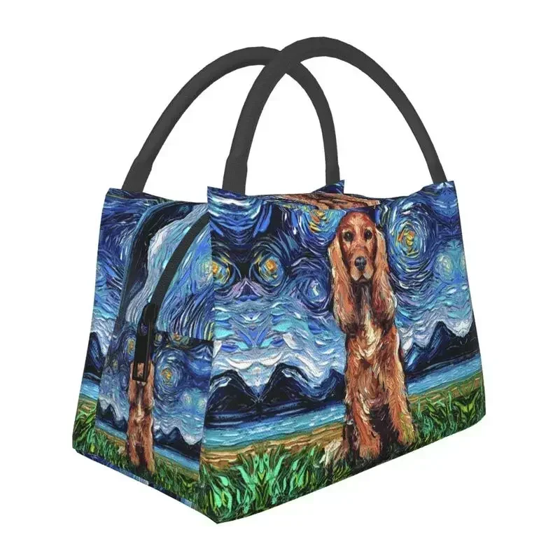 Custom Red Cocker Spaniel Starry Night Lunch Bag Men Women Thermal Cooler Insulated Lunch Box for Office Travel