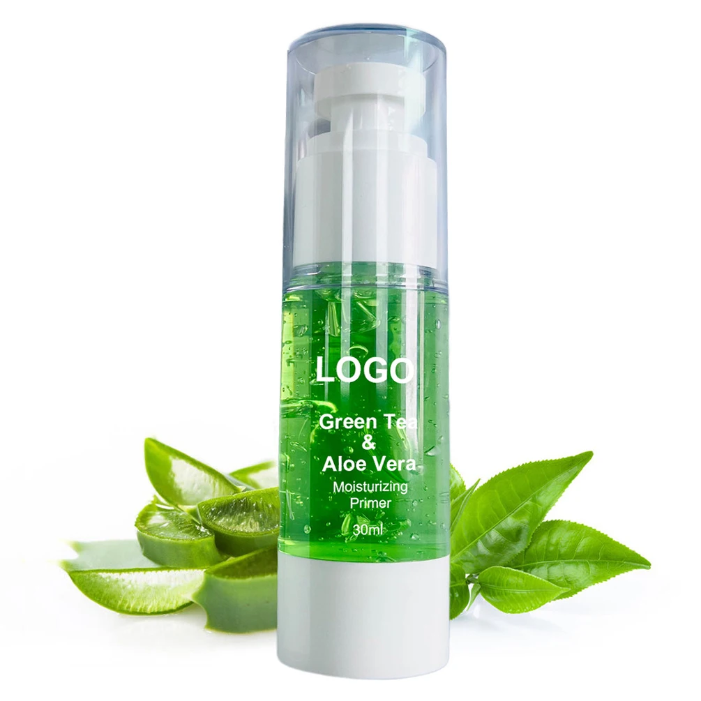 Gesichts grundierung Private Label Grüntee Aloe Vera lang anhaltende Öl kontrolle Feuchtigkeit creme pflegende benutzer definierte Logo Make-up Basis Großhandel