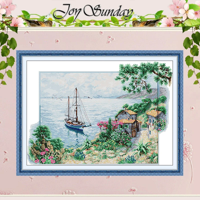 

Набор для вышивания крестиком «Маленькая рыбацкая деревня», 11CT, 14CT, 16CT, с предварительно нанесенным рисунком, набор для вышивания DMC, рукоделие