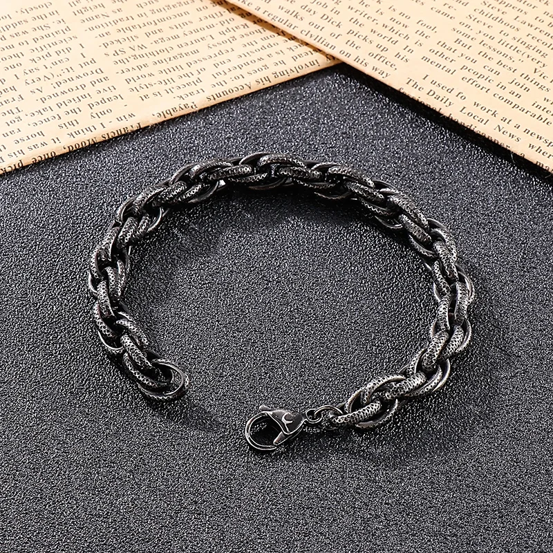 8mm Vintage Style Link Chain Necklace Bracelet For Men Stainless Steel Jewelry