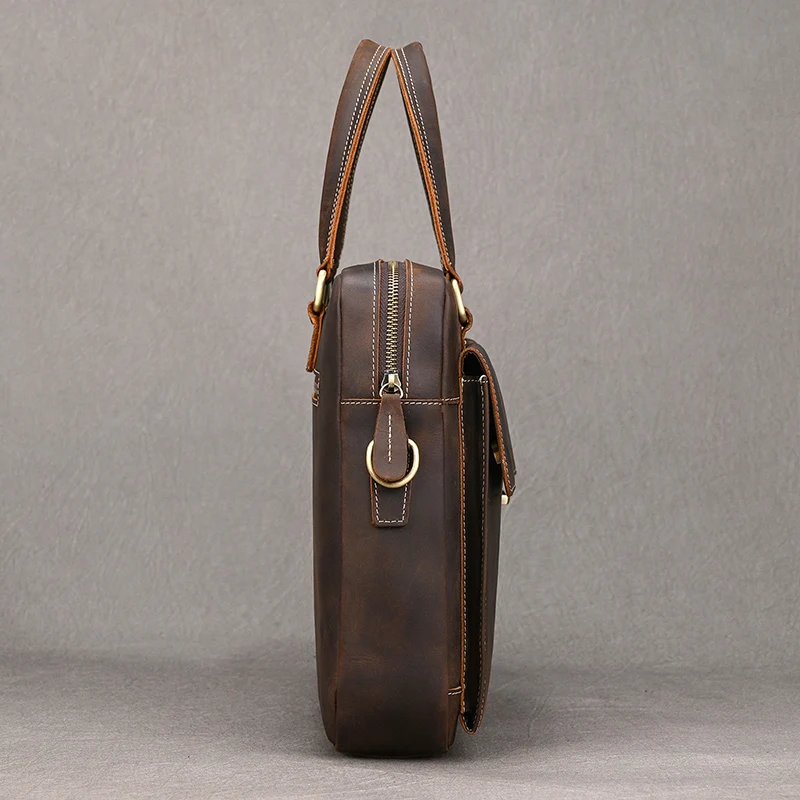 Genuine Leather Briefcase For Men Male Cowskin Laptop Business Handbag Vintage Style Crazy horse leather Shoulder Crossbody Bag