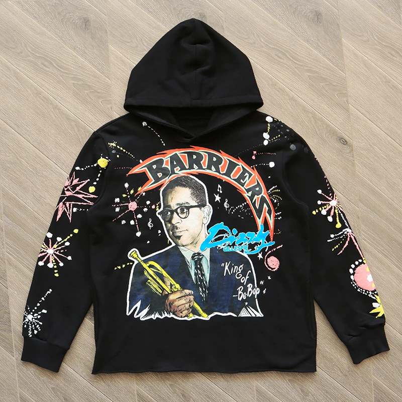 

Double-Sided Print Hoodie Sweatirt ex Bers Dizzy Gillespie Paintwear Casual Youth Faion Autumn Season Straight Fit Ho...
