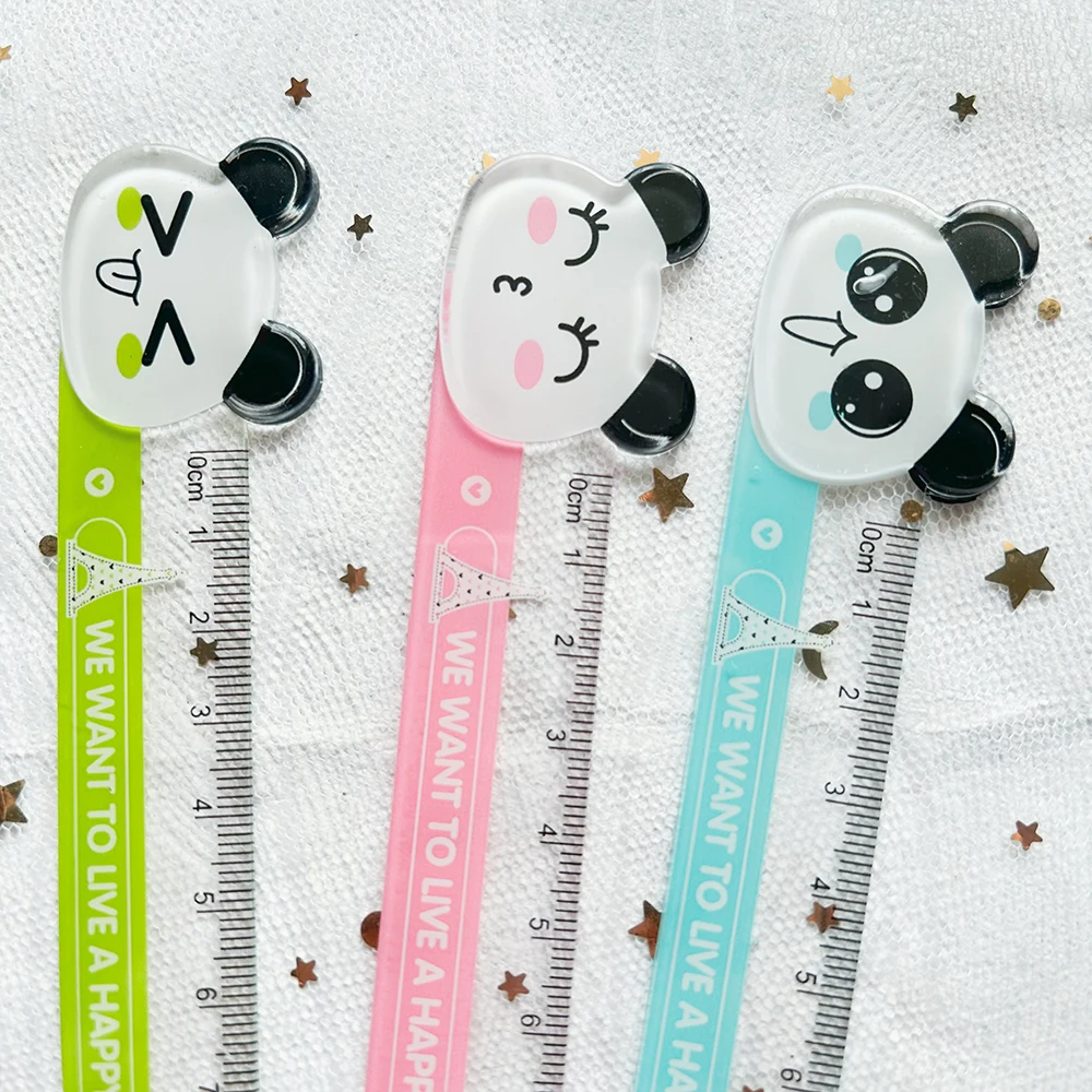 2PCs Kawaii Stationery Panda Cat Cartoon Kids Ruler Schule Cute Desk Accessories School Rule Bear Transparent Ruler School Items