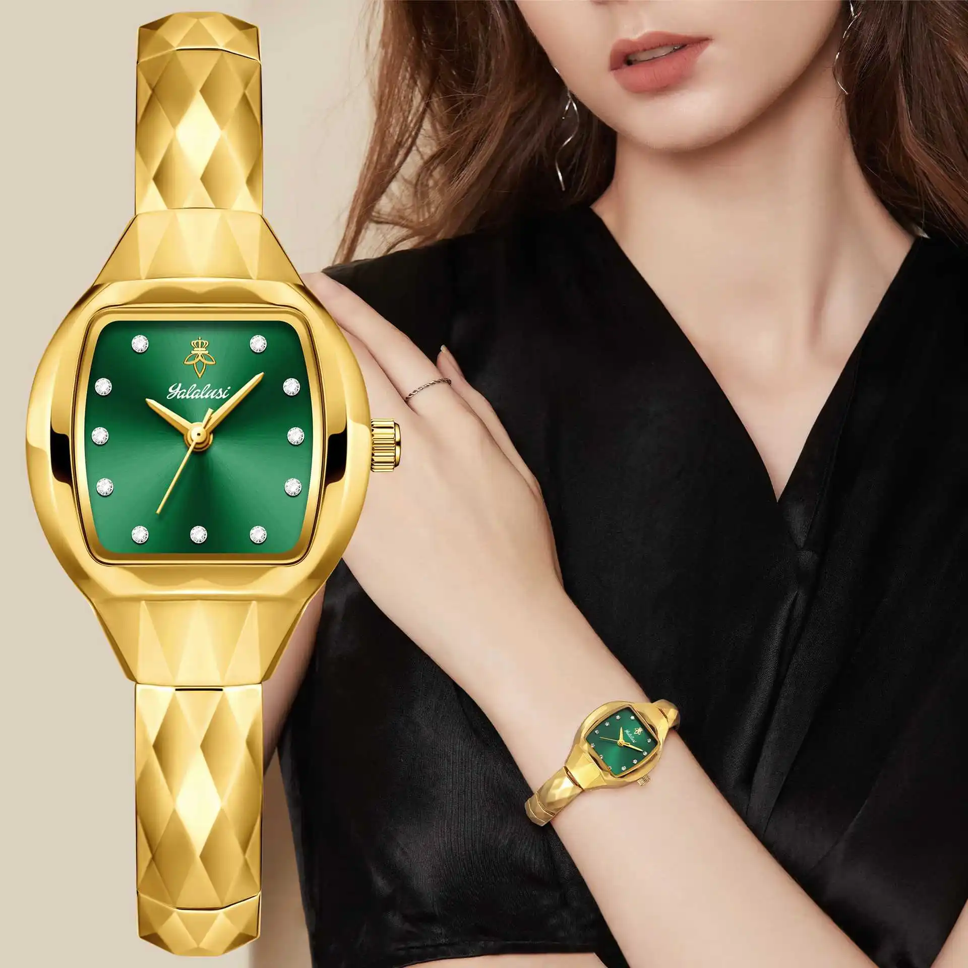 Yalalusi light luxury high-end wine barrel shaped small dial women's niche retro watch vacuum IPG electroplating