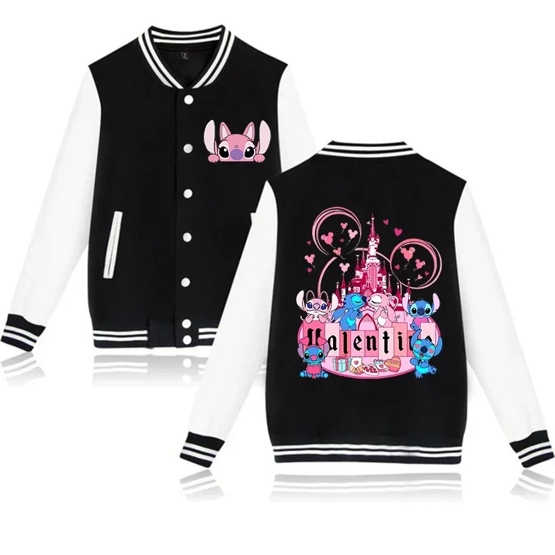 Disney Lilo & Stitch Jacket Hoodies Women Funny Mange Baseball Jacket Sweatshirt Gothic Graphic Y2k Streetwear Clothes Female