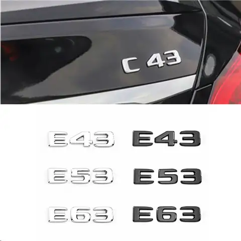 자동차 트렁크 배지, 메르세데스 벤츠 E43 E53 E53 E63 AMG 4Matic 액세서리, 3D ABS 크롬 로고, E53 엠블럼 글자 스티커 명판