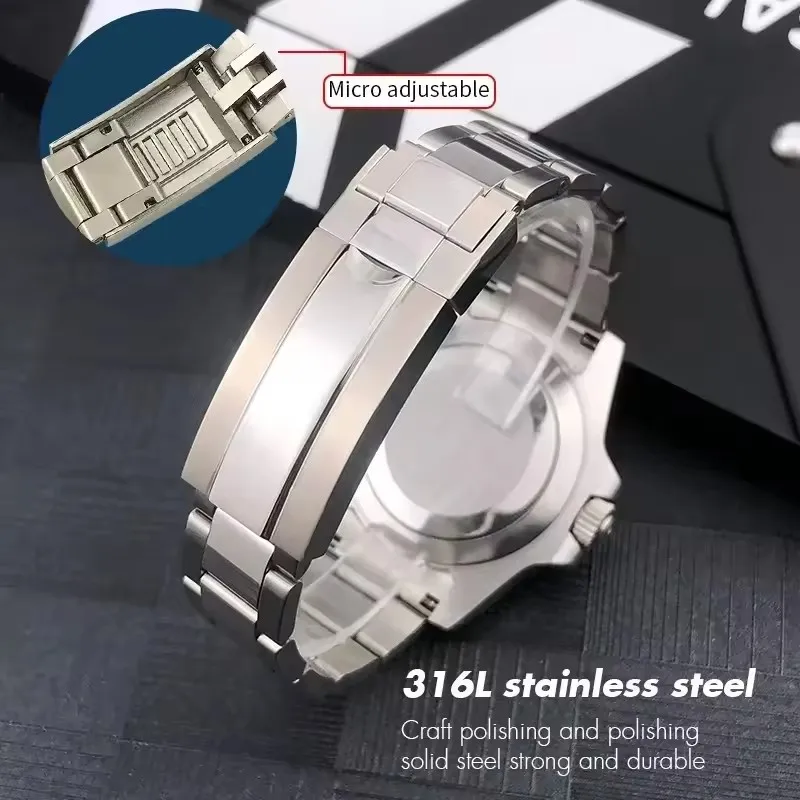 21mm 20mmPerpetual Submariner Seiko NH35 correa de reloj pulsera de acero inoxidable sólido correa de reloj para Rolex Daytona Oyster