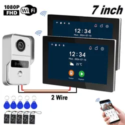 7 Inch Tuya Smart Wifi Video Entry Phone Intercom System 1080P 2 Wire Home Video Doorphone Doorbell RFID Card Unlock Apartment