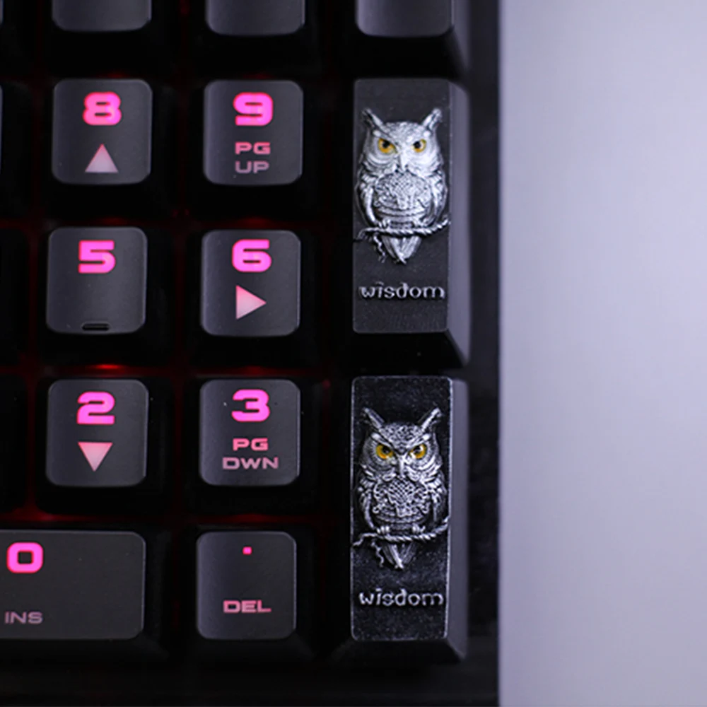 Number Keypad Enter Keycaps OEM Height Caps for Cross Switch Mechanical Keyboard No Backlit 3D Owl Resin Keycaps Customize Gifts