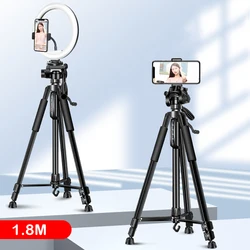 Camera Tripod 180cm 140CM Travel Tripod with Quick Release Plate  Phone Holder 26CM 30CM Ring Light 360° Panorama for Video