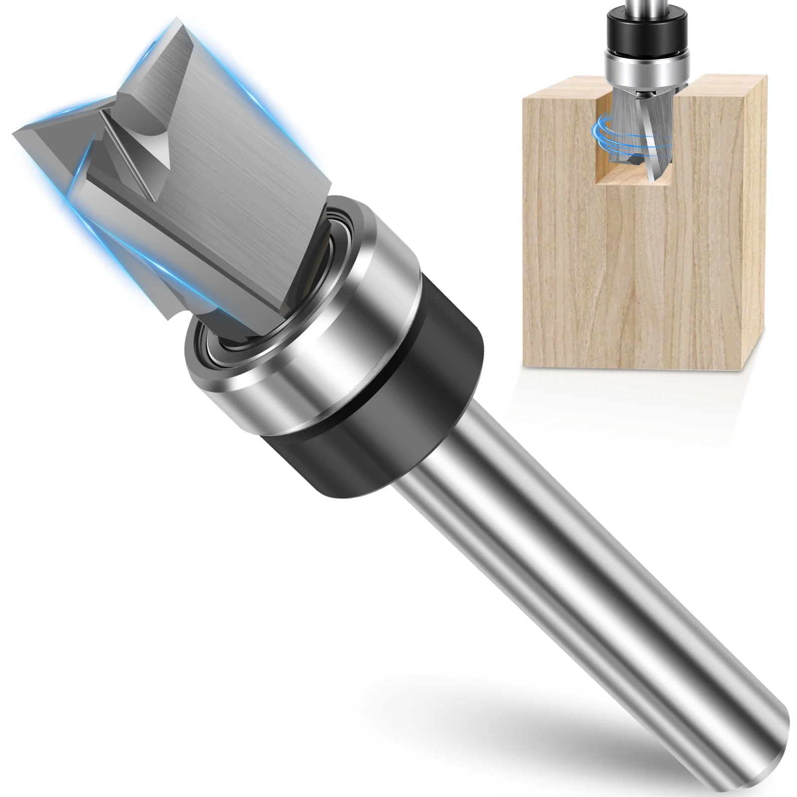 

6.35mm 1/4"Shank Bearing Straight Router Bit Copy Trimming Cutter Line Cutter Trimming Machine Milling Cutter Woodworking Tools