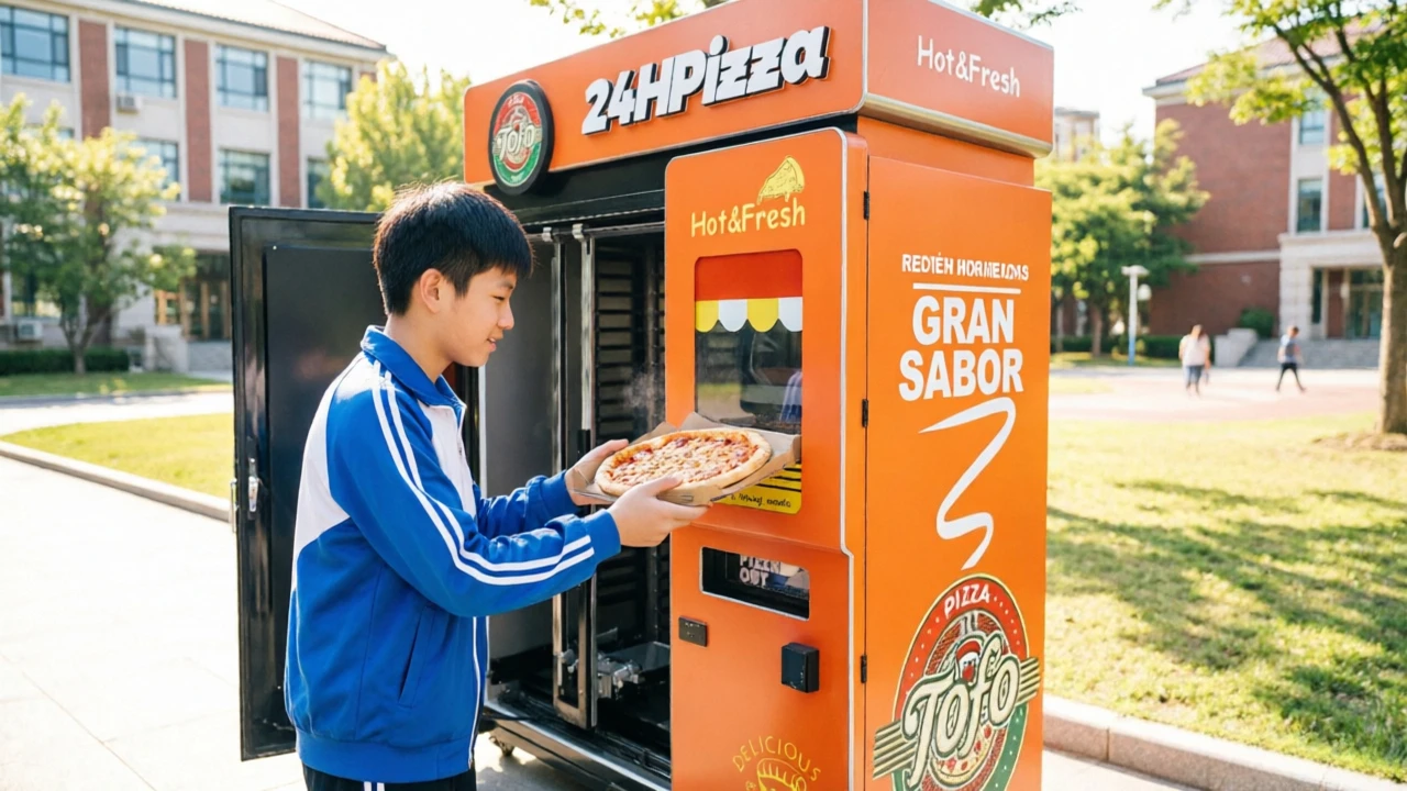 Customized Style Billboard Sticker Fully Automatic Pizza Vending Machine Custom Card QR Code Payment System for Indoor Outdoor