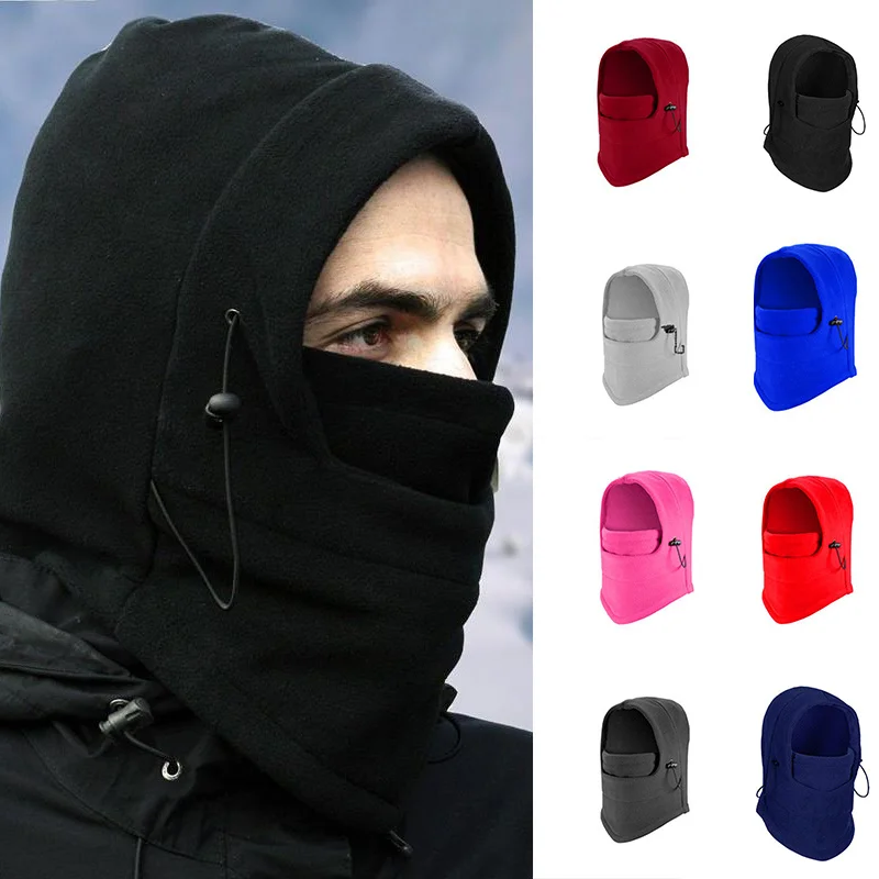 Winter Fleece Hood Hats Outdoor Riding 2 In 1 Neck Warmer Hood Caps Coldproof Ski Mask Warm Bonnet