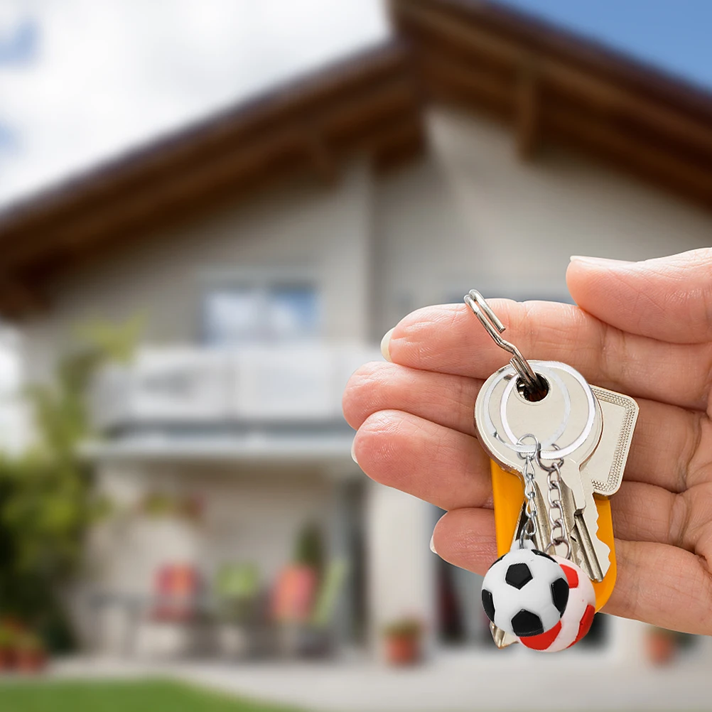 

8 pcs Football Keychain Key Ring Hanging Pendant Diy Bag Pendant Decorative Ornament Metal Keychains Accessories Simulation