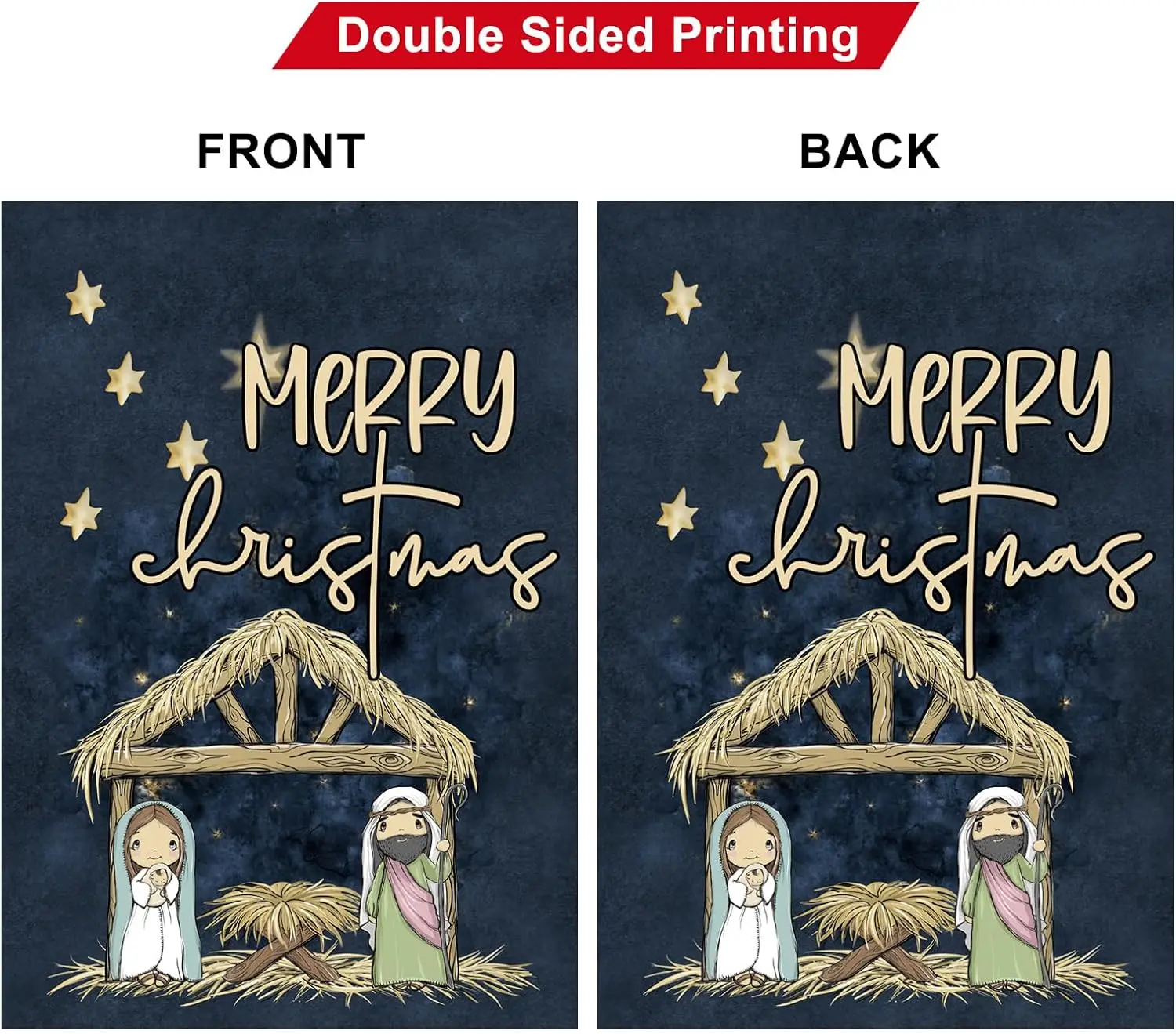 ONWAY عيد ميلاد سعيد ليلة المقدسة حديقة العلم 12x18 بوصة مزدوجة الوجهين يسوع المهد الشتاء ساحة صغيرة Falgs مزرعة Xmax D ZZA