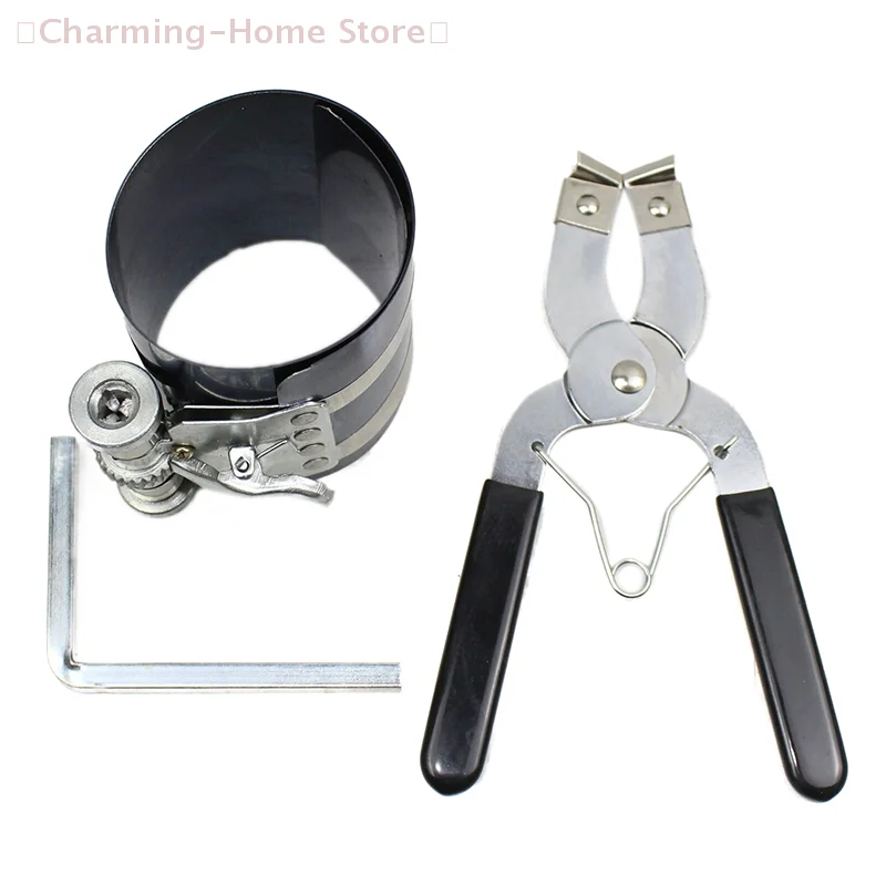 【M】1 Set Car Engine Piston Ring Installer Removal Adjustable Sizes From 53mm To 150mm With Plier Piston Ring Compressor Tool
