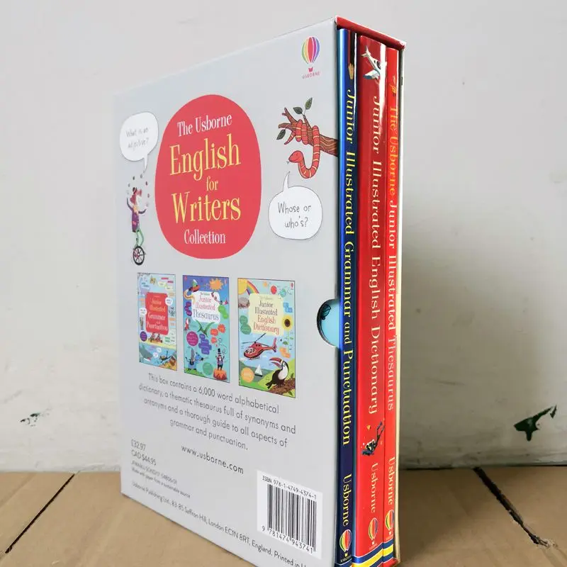 3 volumes of usborne English for writers collection full color illustrated dictionary sewn