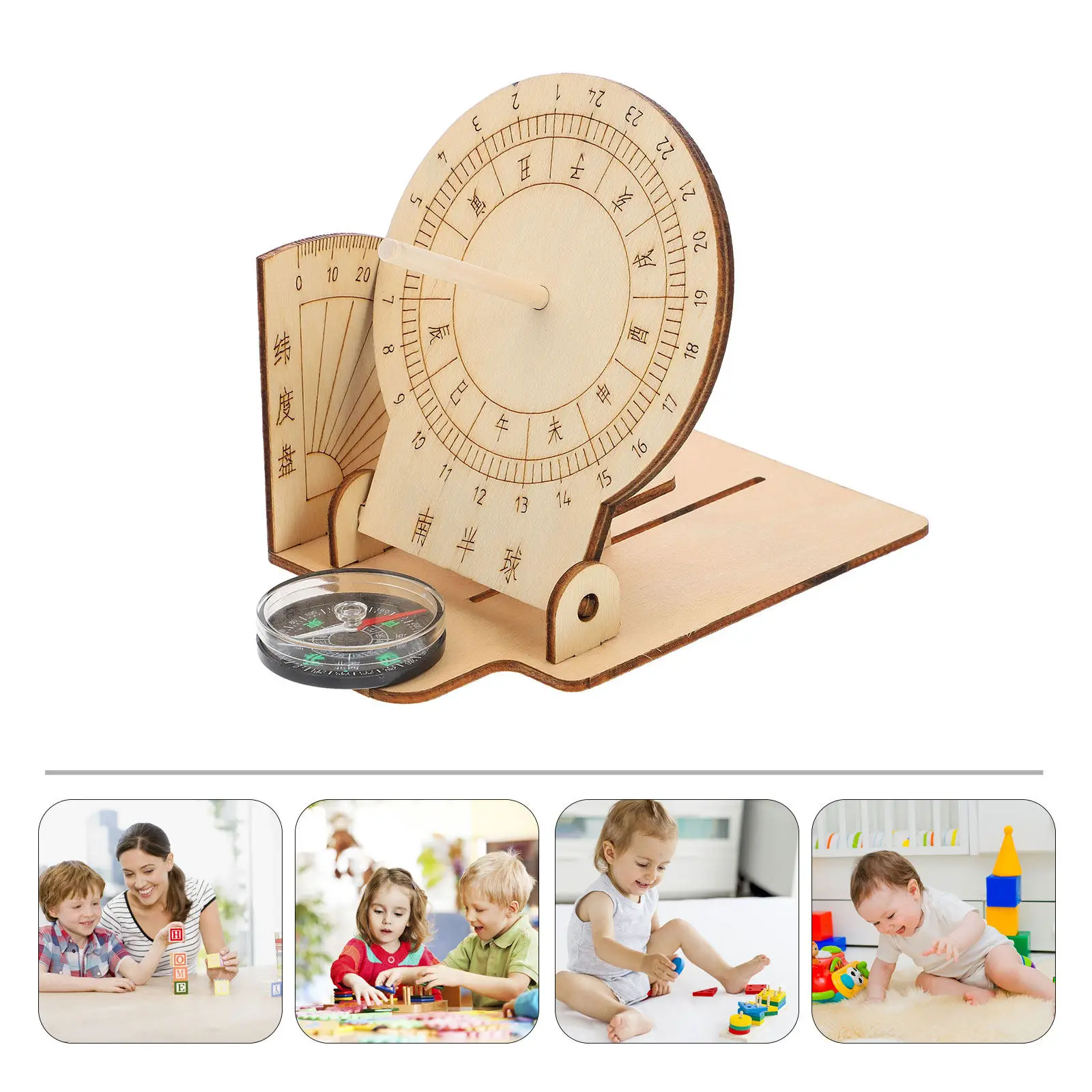 

1Pcs Wooden Sundial Equatorial Scientific DIY Assembly Educational Teaching Aid Kids Creativity Development Gift