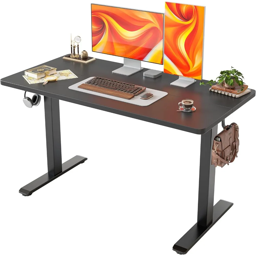 Computer Desk 47 x 24 inch, Modern Office Table with Bold T-Shaped Leg Design, Simple PC Gaming Desk, Study Writing Workstation