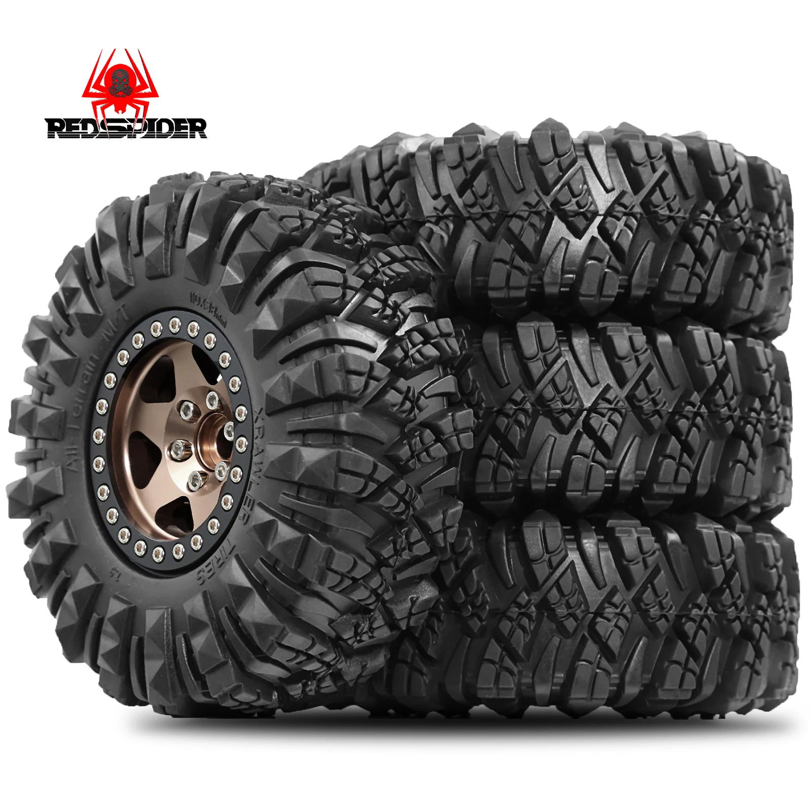 

1.9" RC off-road Tires & Aluminum Beadlock Wheels 4PCS with 12mm Hex for 1/10 TRX4 TRX6 SCX10 II III Gen8 D90 Axial Traxxas