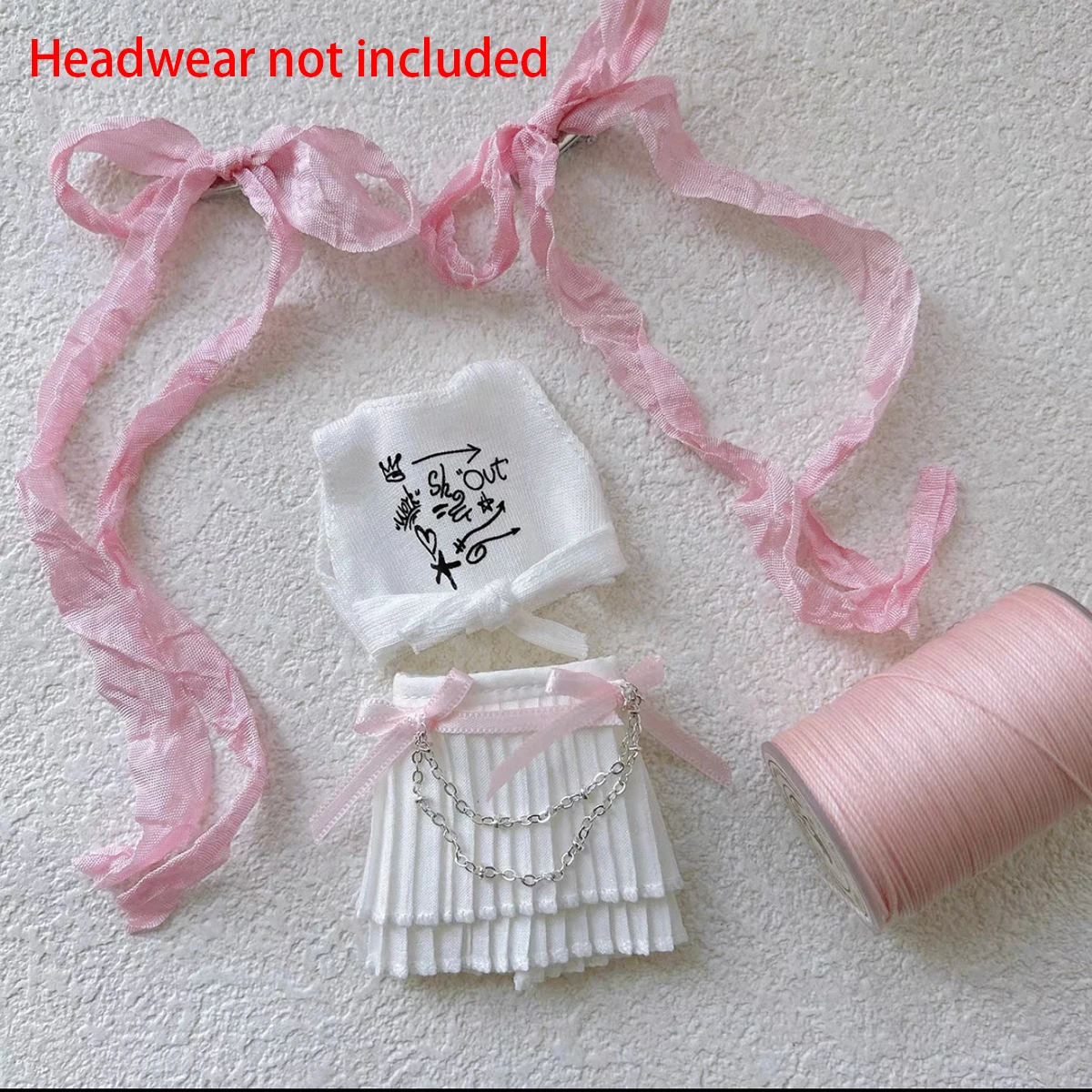 ICY DBS Blyth Doll Clothe Accessories Summer Sweetheart Graffiti Vest+Pleated Skirt+Bow Headdress+Pink Beret Set For Azone Blyth