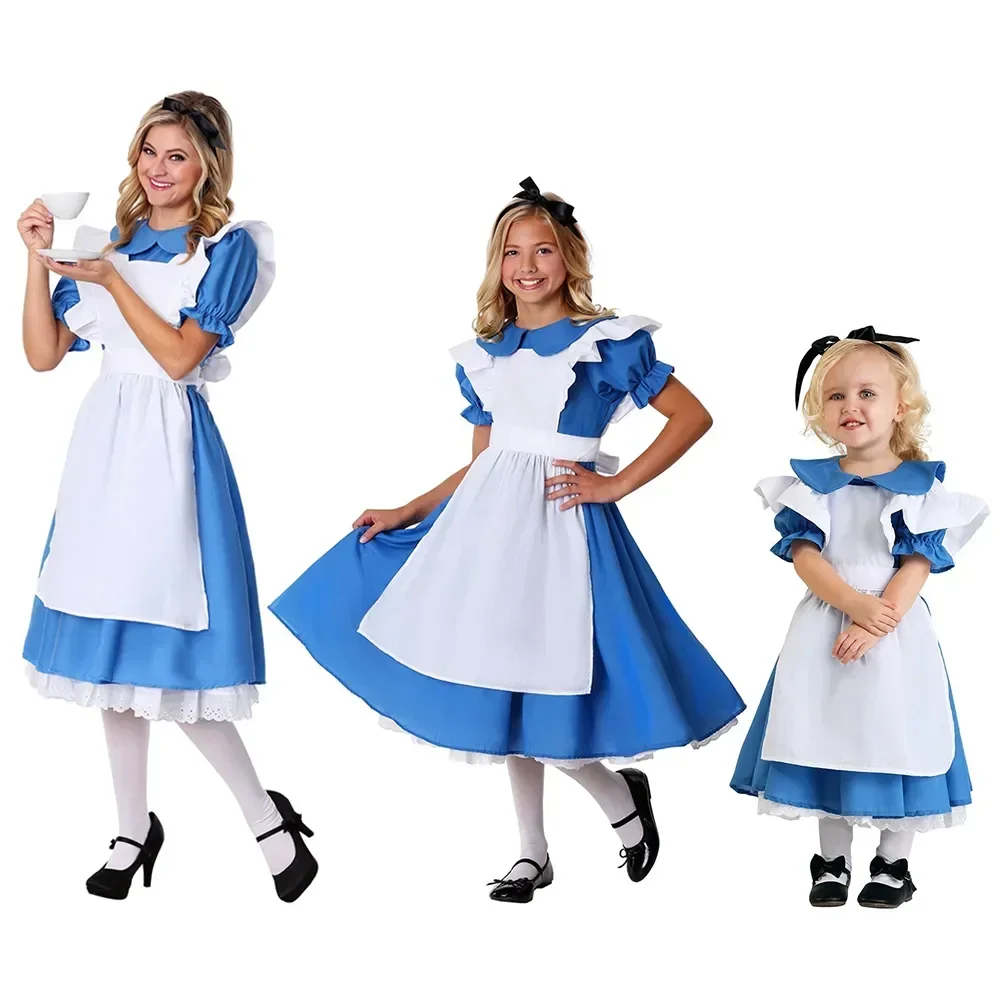 Alice Cosplay Costume Alice in Wonderland Costume Lolita Dress Maid Cosplay Fantasia Carnival Halloween Costumes for Kids