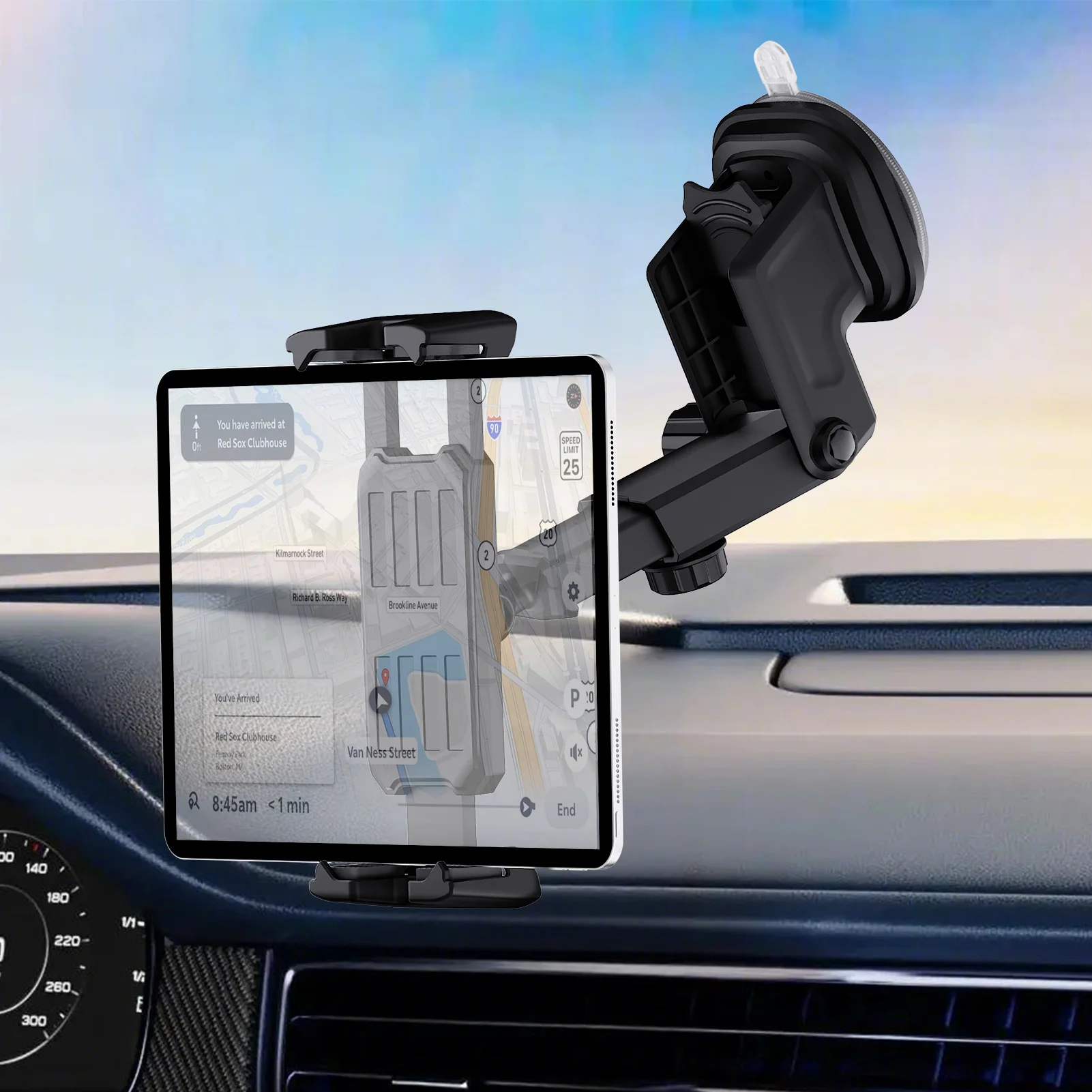 Suporte Universal para Tablet e Celular para Painel de Carro e Para-brisa, Compatível com iPad de 4 a 13 Polegadas, GPS e Navegação para Condução Segura