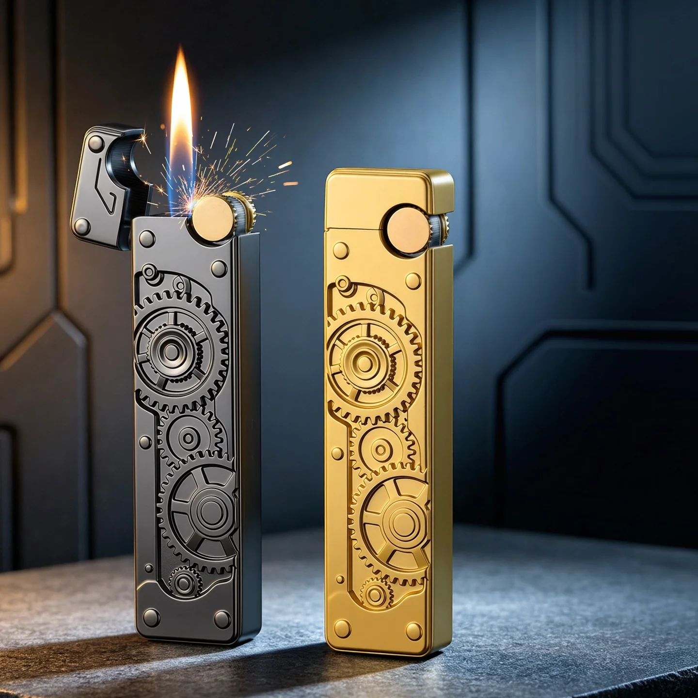 New Lighter Slim Mecha-Style Butane Lighter with Grinding Wheel Ignition Metal Lighter Open-Flame Lighters Smoking Accessory